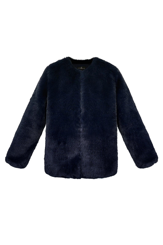 Faux fur jas donkerblauw