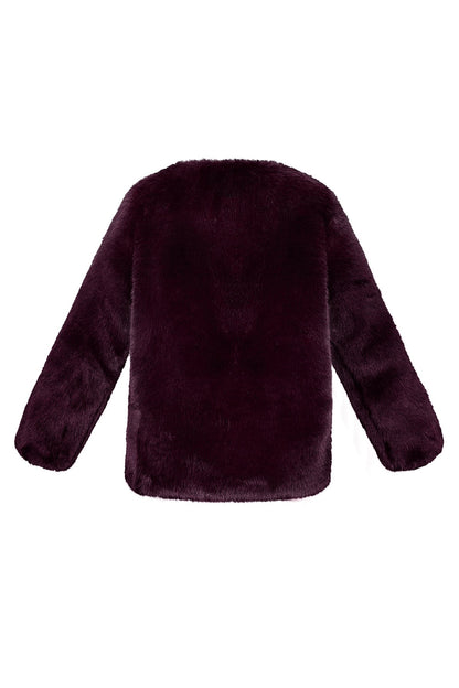 Faux fur jas bordeaux