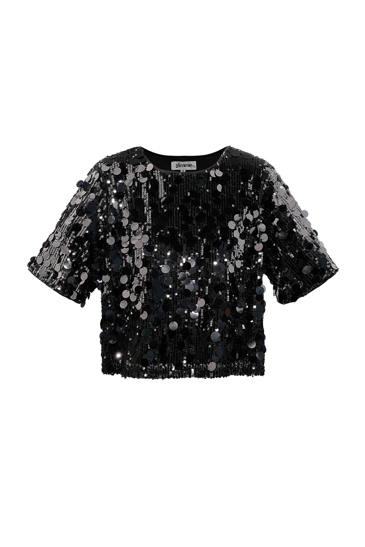 Statement sequin top zwart