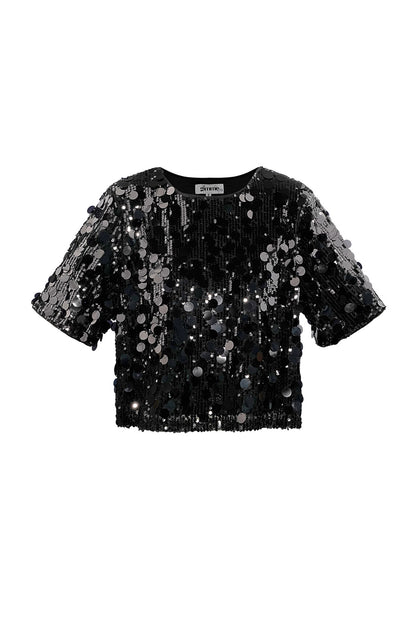 Statement sequin top zwart