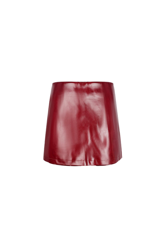 Faux leather skort rood