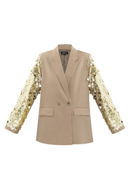 Sequin statement blazer beige