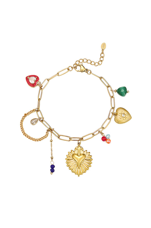 Colourful joy armband goud