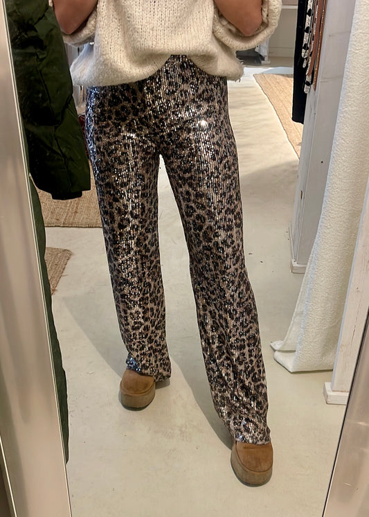 Sequin leopard pants