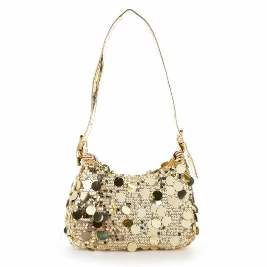 Sequin bag goud