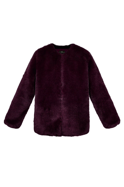 Faux fur jas bordeaux