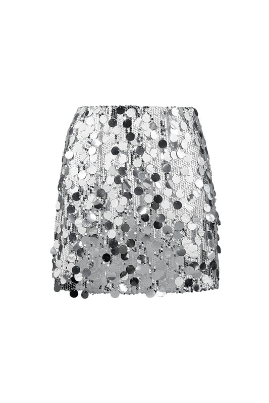 Statement sequin skirt silver