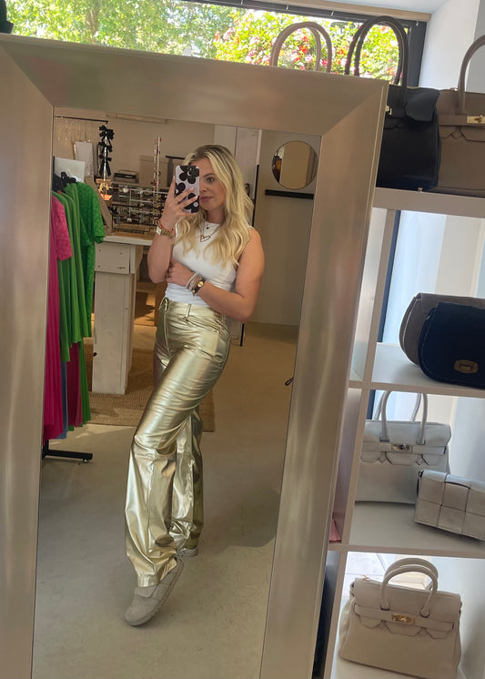 Metallic broek goud