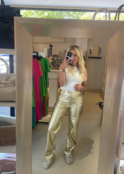 Metallic broek goud