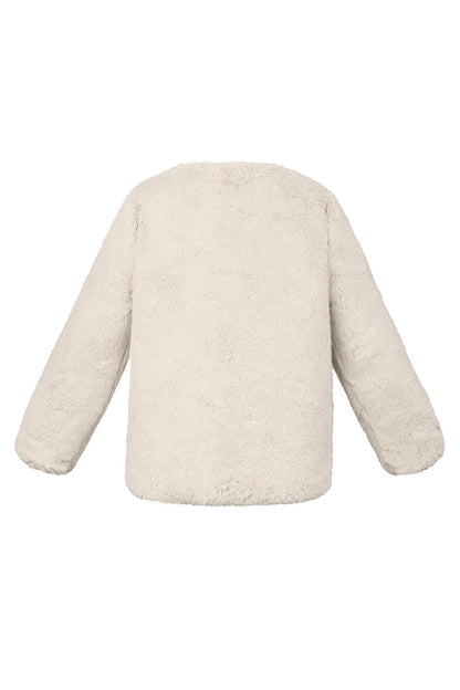 Faux fur jas beige