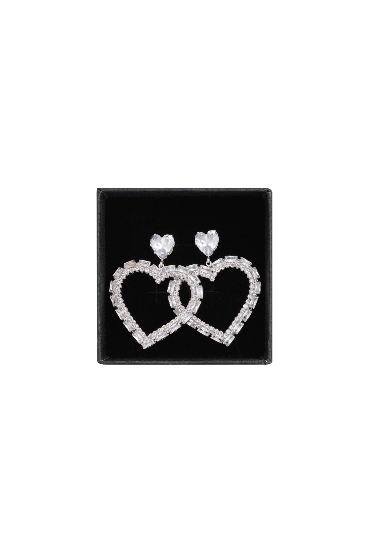 Diamond heart oorbellen zilver