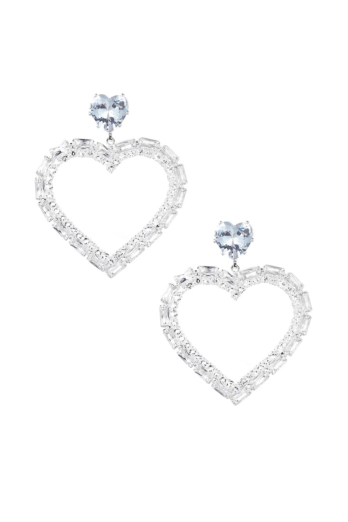 Diamond heart oorbellen zilver