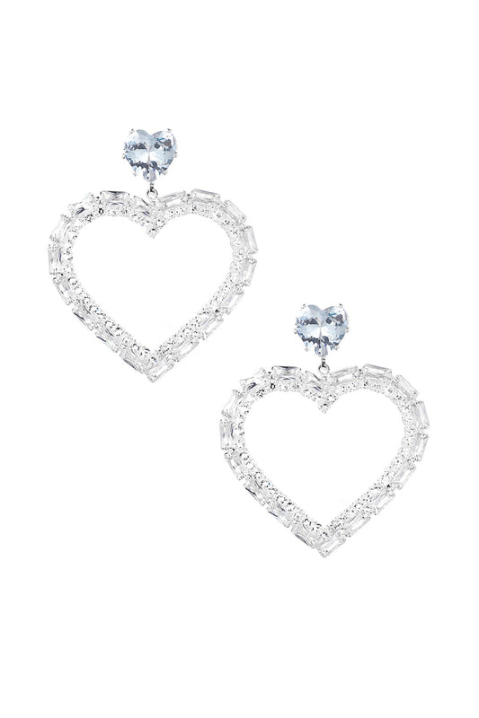 Diamond heart oorbellen zilver