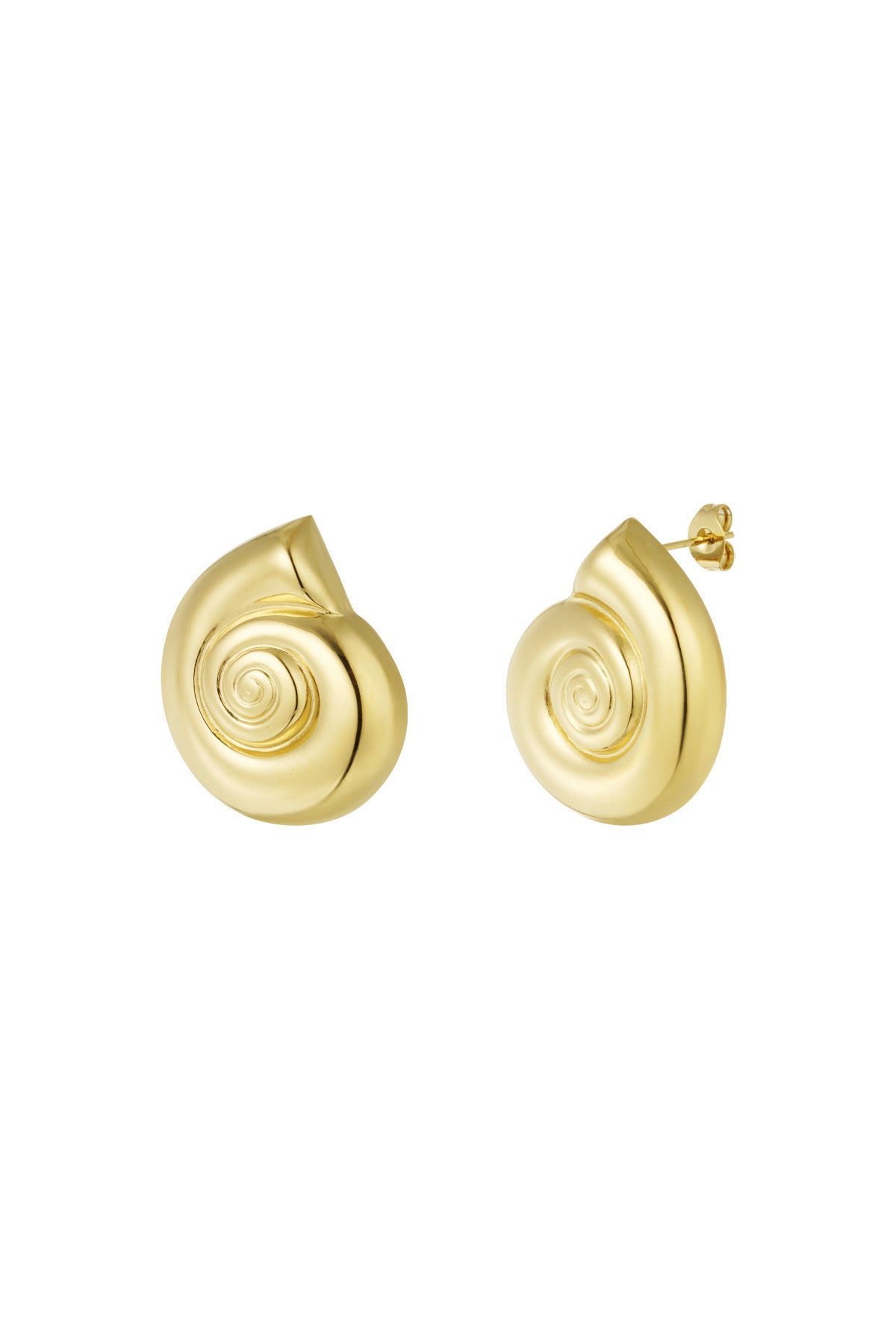 Swirly shell oorbellen goud