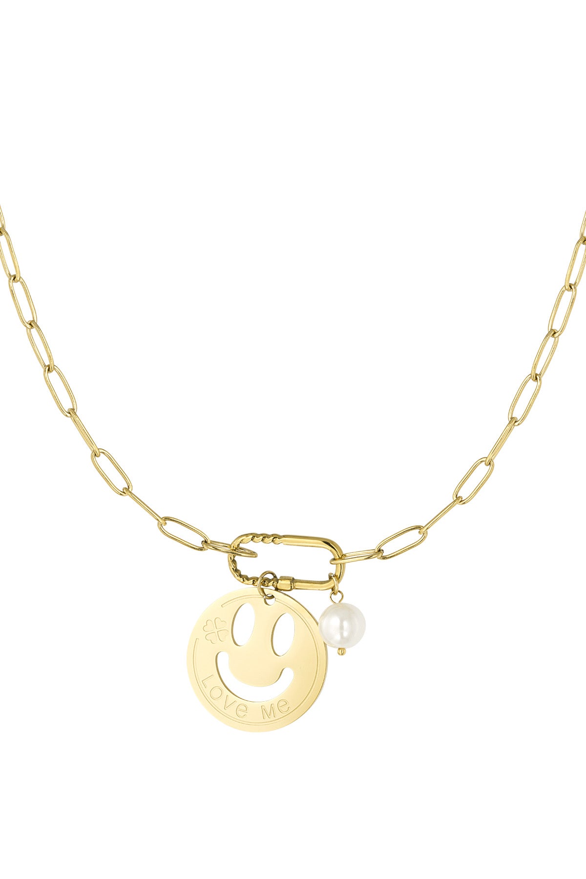 Smiley schakel ketting goud