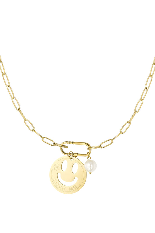 Smiley schakel ketting goud